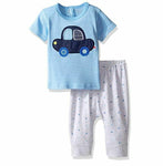Rene Rofe Baby Boys' 2 Piece Rear Snap Shirt and Pant Set, Blue Car 3-6 Months