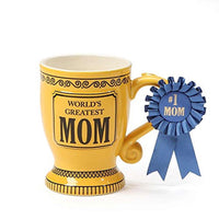 Our Name is Mud “World’s Greatest Mom” Blue Ribbon Trophy Stoneware Coffee Mu...