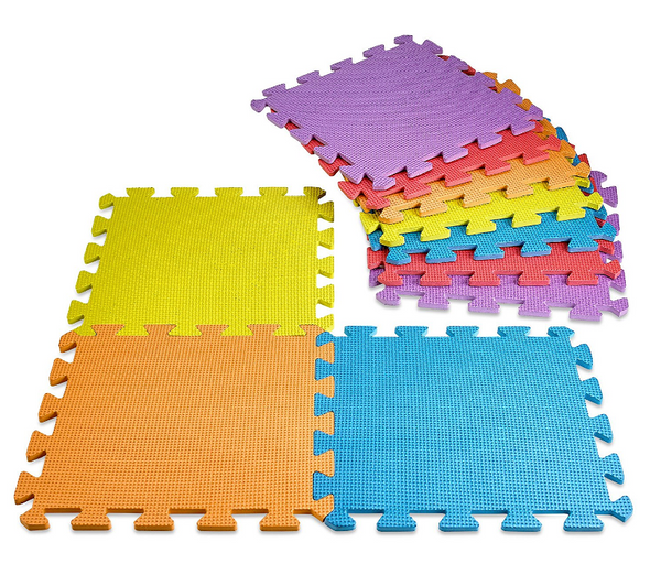 MedCa Interlocking EVA Puzzle Mat (10 Pcs) for Play & Exercise (Colors Vary)