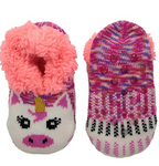 Jacques Moret Girls' Big Teddy Faux Fur, light pink unicorn, Sock Size 6-8.5