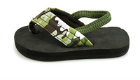 Rainbow Sandals Grombows Kids Green Camo Strap, Black, Soft Tops (7/8)