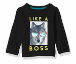 Crazy 8 Boys' Toddler Li'l Long-Sleeve Graphic Tee, Wolf, 2T