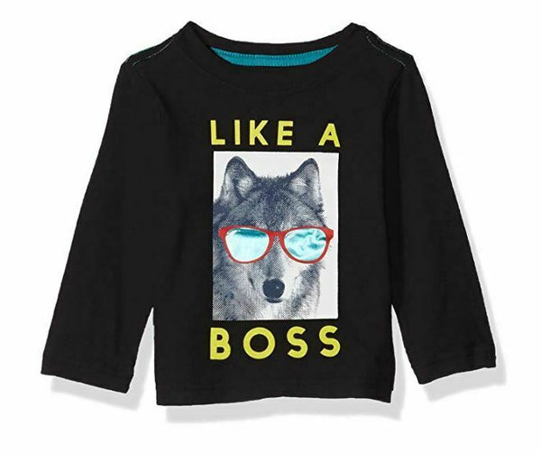 Crazy 8 Boys' Toddler Li'l Long-Sleeve Graphic Tee, Wolf, 2T