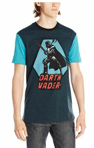 Star Wars Men's Old Vader T-Shirt, Black/Turquoise Color XL