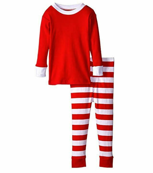 New Jammies Boys' Little Holiday Snuggly Pajama Set, Classic Stripes White/Red,6