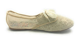 Sarah Jayne Girl's Lace Shimmer Round Toe Oxford Flats Beige 5 M US