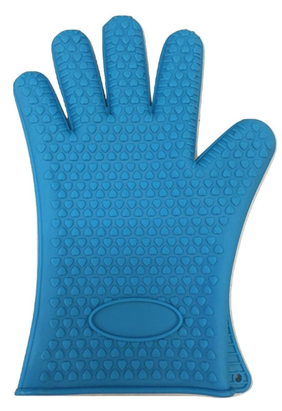 Silicone Oven Mitts-Blue-BBQ Gloves-Heat Resistant and Dishwasher Safe-Set of 2