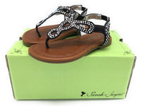 Sarah Jayne Girl's Magic Slingback Thong Flat Sandal, Black, Toddler Size 6 M US