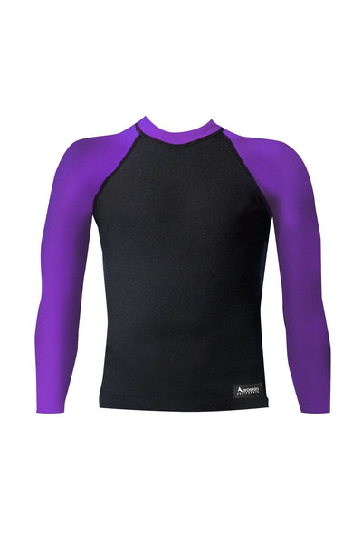 Aeroskin Raglan Long Sleeve Shirt with Color Accent and Fuzzy Collar (Black/...