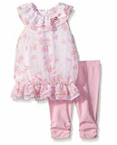 Nannette Baby Girls' Little Floral Chiffon Bubble Legging Set, Pink, 6-9 Months