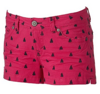 New! Wallflower Shortie Shorts - Juniors Pink with Blue Sailboats, Size 9