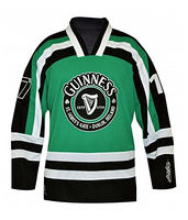 Guinness Green & White Harp Embroidered Polyester Hockey Jersey, Large, New!