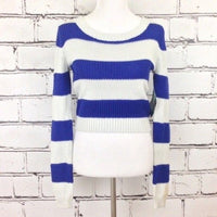 Roxy Newest Leaf Sweater Women's Size S Blue And White Stripe Knitted