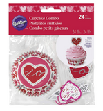Wilton Cupcake Combo Pack of Liners and Toppers - Valentines Day Theme - 24 Sets