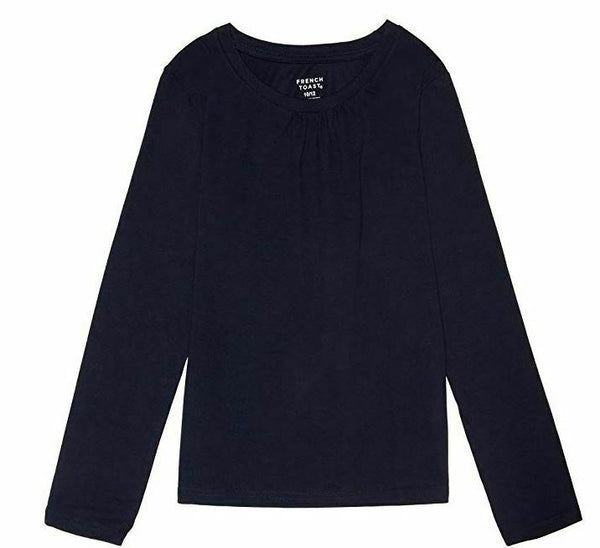 French Toast Baby Girls' Long Sleeve Crewneck Tee, Navy, 12M