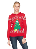 Hybrid Apparel Women's Tree Decor Hoodie Holiday Sweater, n, M