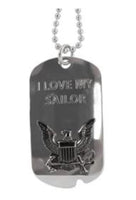 U.S. Navy I Love My Sailor Engravable Dog Tag Necklace / Keychain Combo