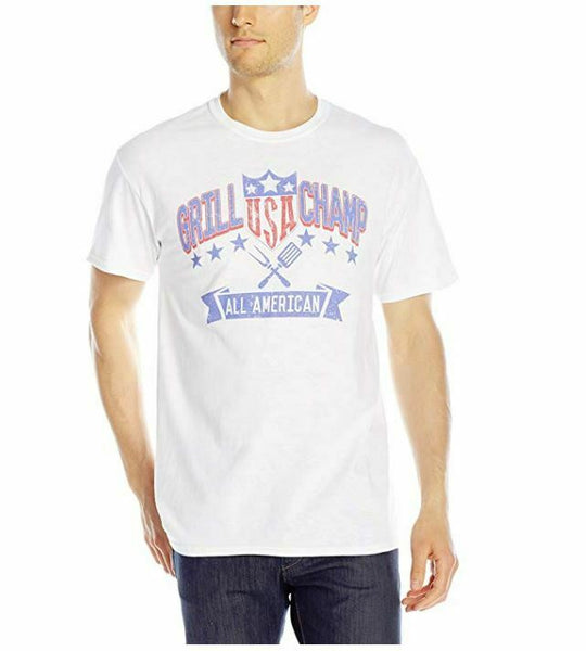 FREEZE Men's All American Grill Champ T-Shirt, White, Large