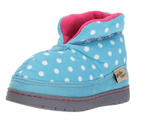 Western Chief Kids Plush Slipper Boot, Dot Teal, 8 M US Toddler