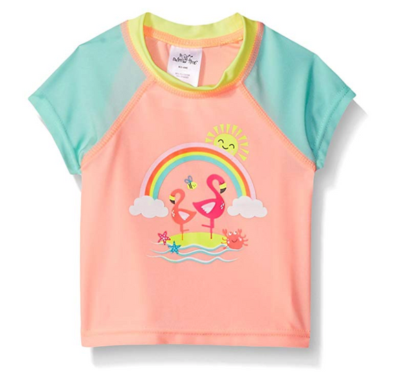 Swim Time Girls' Colorblock UPF 50+ Short Sleeve Rashguard 6-12 months