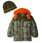 iXtreme Boys' Toddler Camo Print Colorblock Gwp Puffer, Olive, 2T