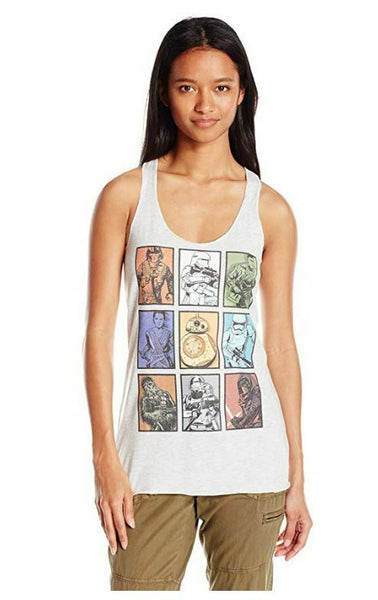 Star Wars Junior's Nine Box Graphic Tee, White Heather, Medium