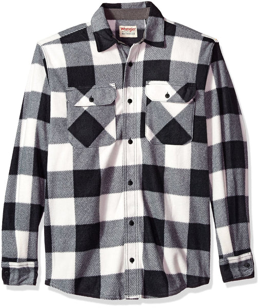 Wrangler Authentics Men's Long Sleeve Plaid Fleece Shirt Jacket, Birch Buffal...