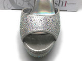 Shi by Journeys Women's GALA Platform High Heel Pump Silver Rhinestone 9 M US