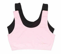 Trimfit Girls' Crop Top with Built Up Straps (Pack of 2), Black/Pink, X-Large