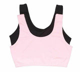 Trimfit Girls' Crop Top with Built Up Straps (Pack of 2), Black/Pink, X-Large