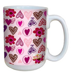 Tree-Free Greetings Sweethearts Patterned Pink Ceramic Mug 15oz.