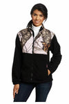 Yukon Gear Women's Casual Fleece Jacket (Black/Mossy Oak Pink Camo, Small)