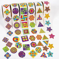 Great Geometric Stickers Rolls 36 designs - 25 pcs per design 900 stickers total