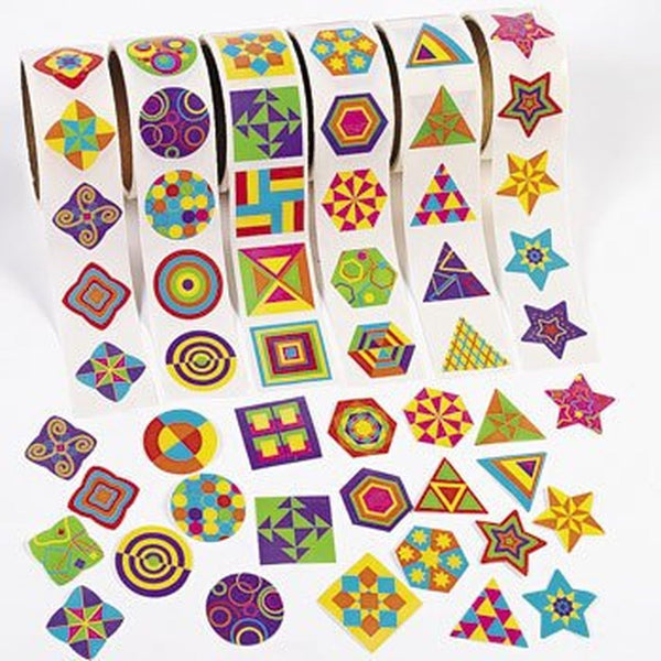 Great Geometric Stickers Rolls 36 designs - 25 pcs per design 900 stickers total