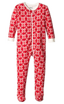 Hatley Little Girls' Footed Fleece Coverall - Classic Snowflakes, Red, 4