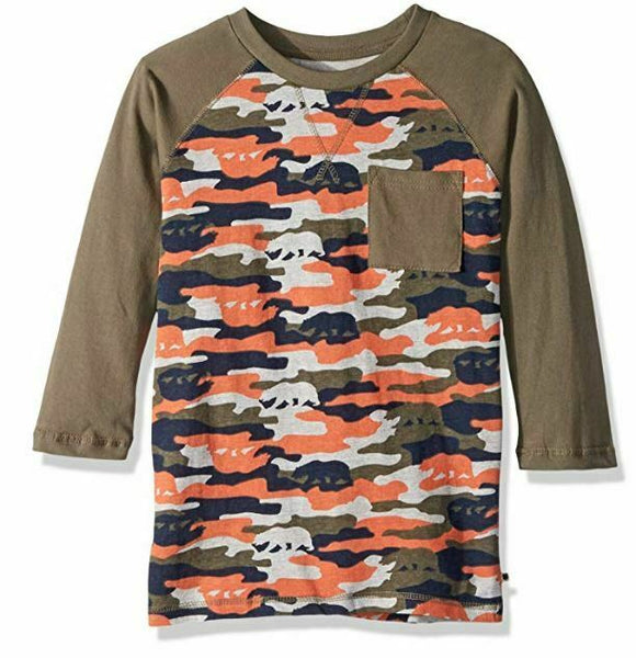Lucky Brand Big Boys' Long Sleeve Camouflage Shirt, Winter Moss camo, 7