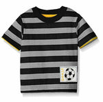 Gerber Graduates Boys Striped Short Sleeve T-Shirt, Gray/Navy, 12 Months