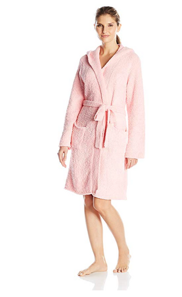 Ahh By Rhonda Shear Women's Marshmallow Hooded Robe, Pink, Large