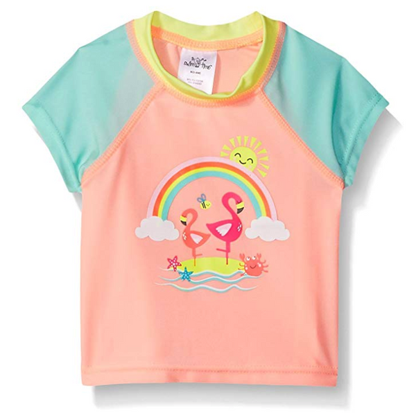 Swim Time Girls' Colorblock UPF 50+ Short Sleeve Rashguard 3-6 months