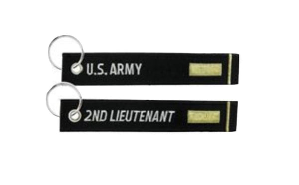 Embroidered US Army 2nd Lieutenant Keychain, 5.75 x 1, Black