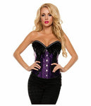 Starline Women's Feather and Lace Satin Corset, Purple, Medium