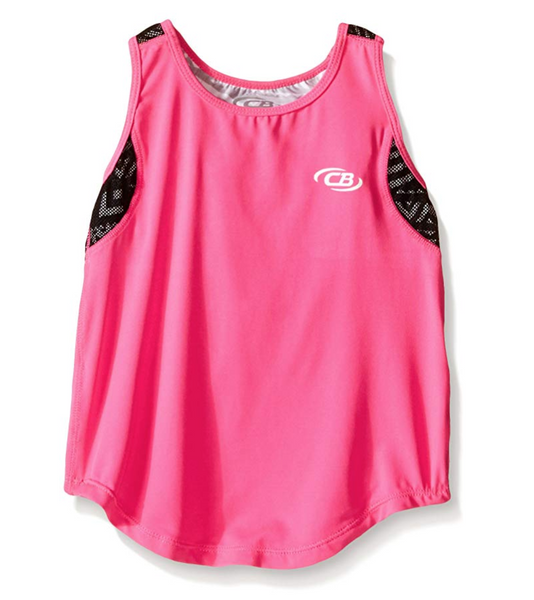 CB Sports Girls' Big Active Racer Back Performance Tank, Neon Hot Pink, 14/16