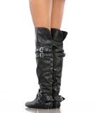 Nature Breeze Vickie-16H Over The Knee Riding Boots, Black, 6 M US