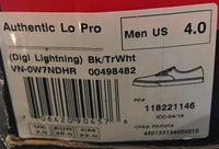 Vans Authentic Lo Pro Shoes Digi Lightning Bolts Purple/White, Mens 4 Womens 5.5
