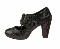 Pleaser Bordello Women's Grind-03 Oxford Black Glitter Size 7