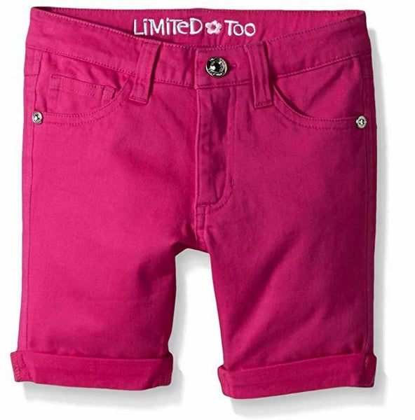 Limited Too Little Girls' Stretch Sateen Twill Bermuda Short, Hot Pink, 6X