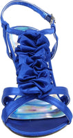 Coloriffics Women's Giselle Satin Dress Sandal With Ruffles, Blue, 6 M US