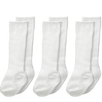 trimfit Girls' Little 3-Pack Cotton 1x1 Rib (Comfortoe) Knee-Hi's, White, X-S