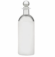 PRINZ 2.75 X 9.5 Inch White with Silver Band Boutique Glass Bottle, Large
