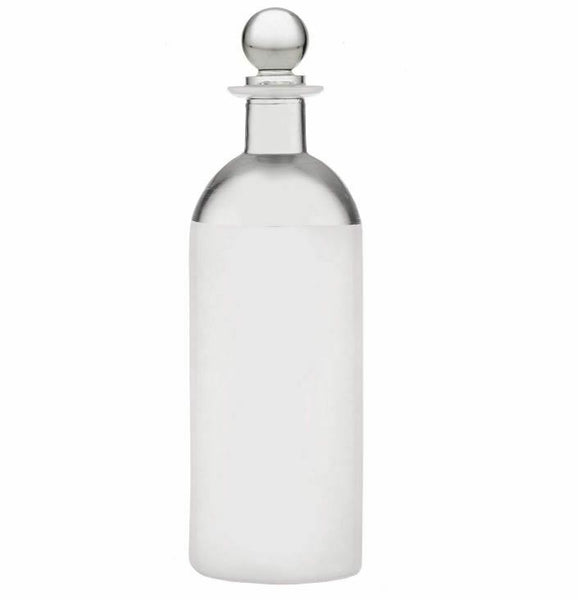 PRINZ 2.75 X 9.5 Inch White with Silver Band Boutique Glass Bottle, Large